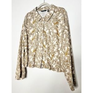 Du Jour Giraffe Long Sleeve Button Up Top